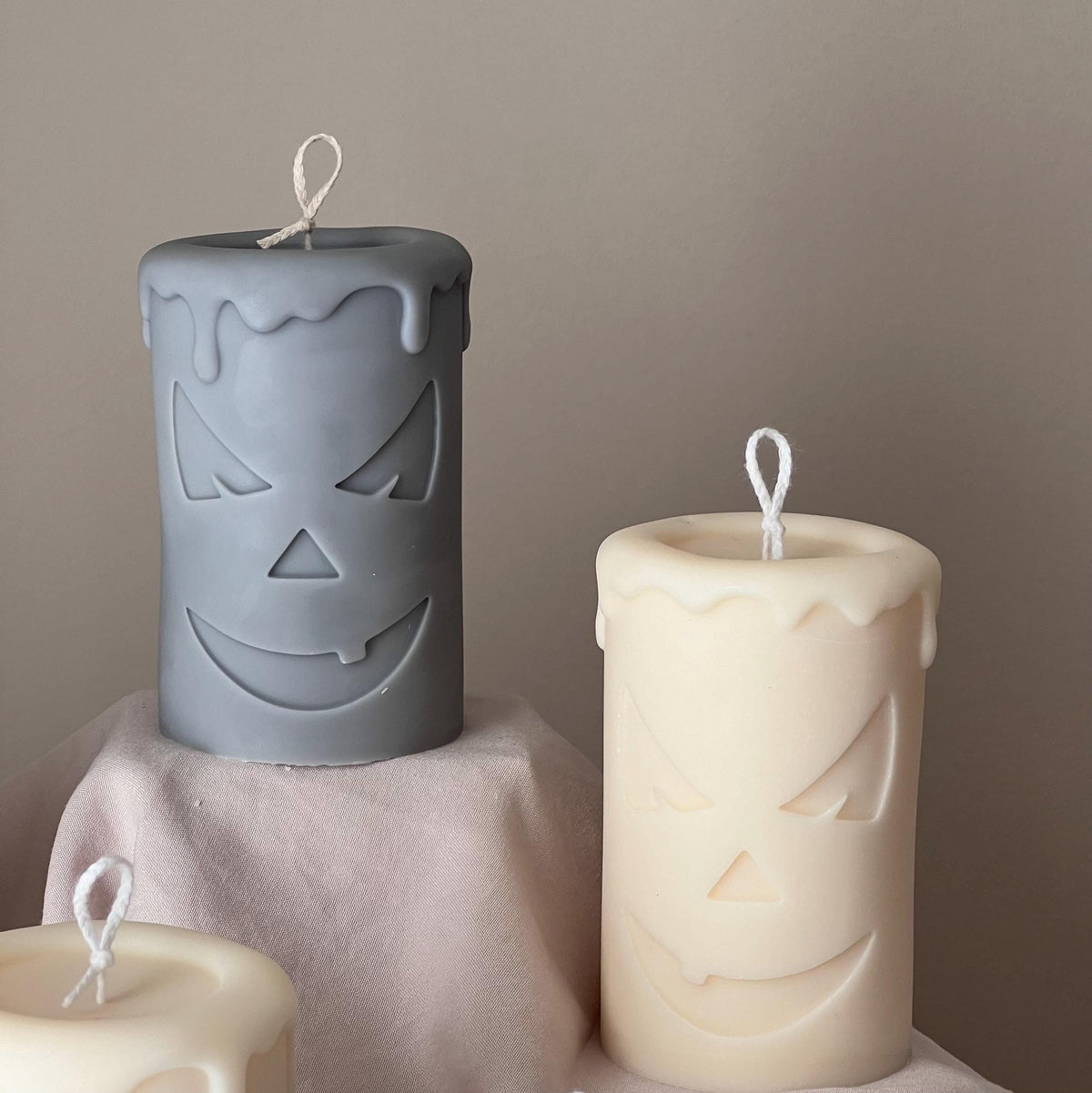 Handmade Scary Pumpkin Face Soy Candle | Halloween Decor-3
