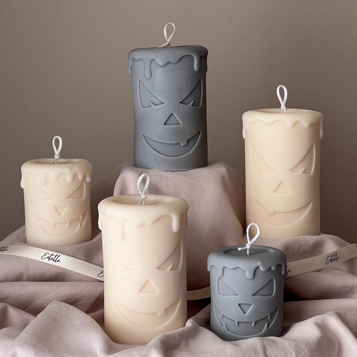 Handmade Scary Pumpkin Face Soy Candle | Halloween Decor-4
