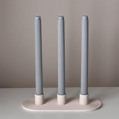 Geometric Jesmonite Candlestick Holder: Minimalist 3-Candle Centerpiece-1