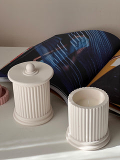 Ribbed Roman Jar Soy Candle | Jesmonite Vessel, Housewarming Gift-2