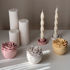 Rose Soy Wax Candle in Jesmonite Jar: Handmade Scented Candle-4
