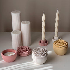 Rose Soy Wax Candle in Jesmonite Jar: Handmade Scented Candle-5