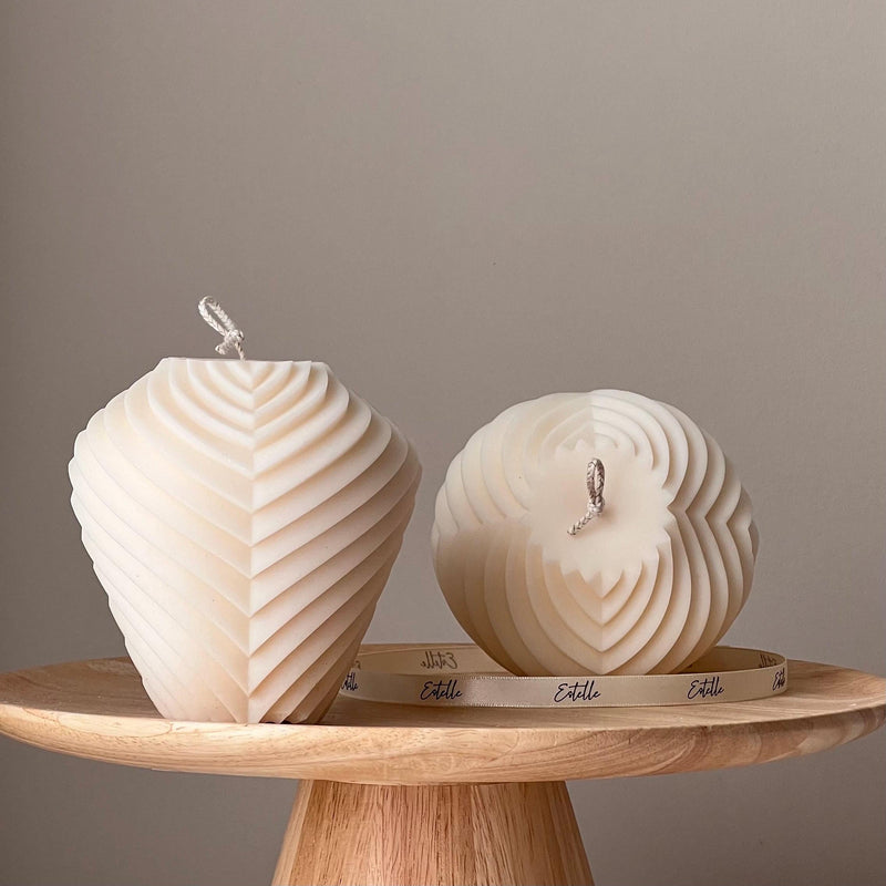 Large Ribbed Candle: Handmade Soy Wax Pillar Candle-2