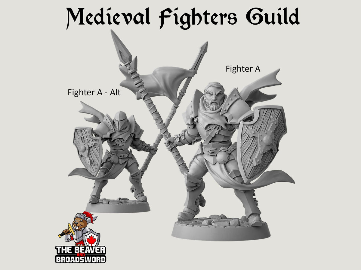 Fighter's Guild dnd mini set - Artisan Guild | Barbarian | Knight | Cleric | Paladin, Pathfinder, TTRPG, Wargaming, Warrior, Human, medieval-3