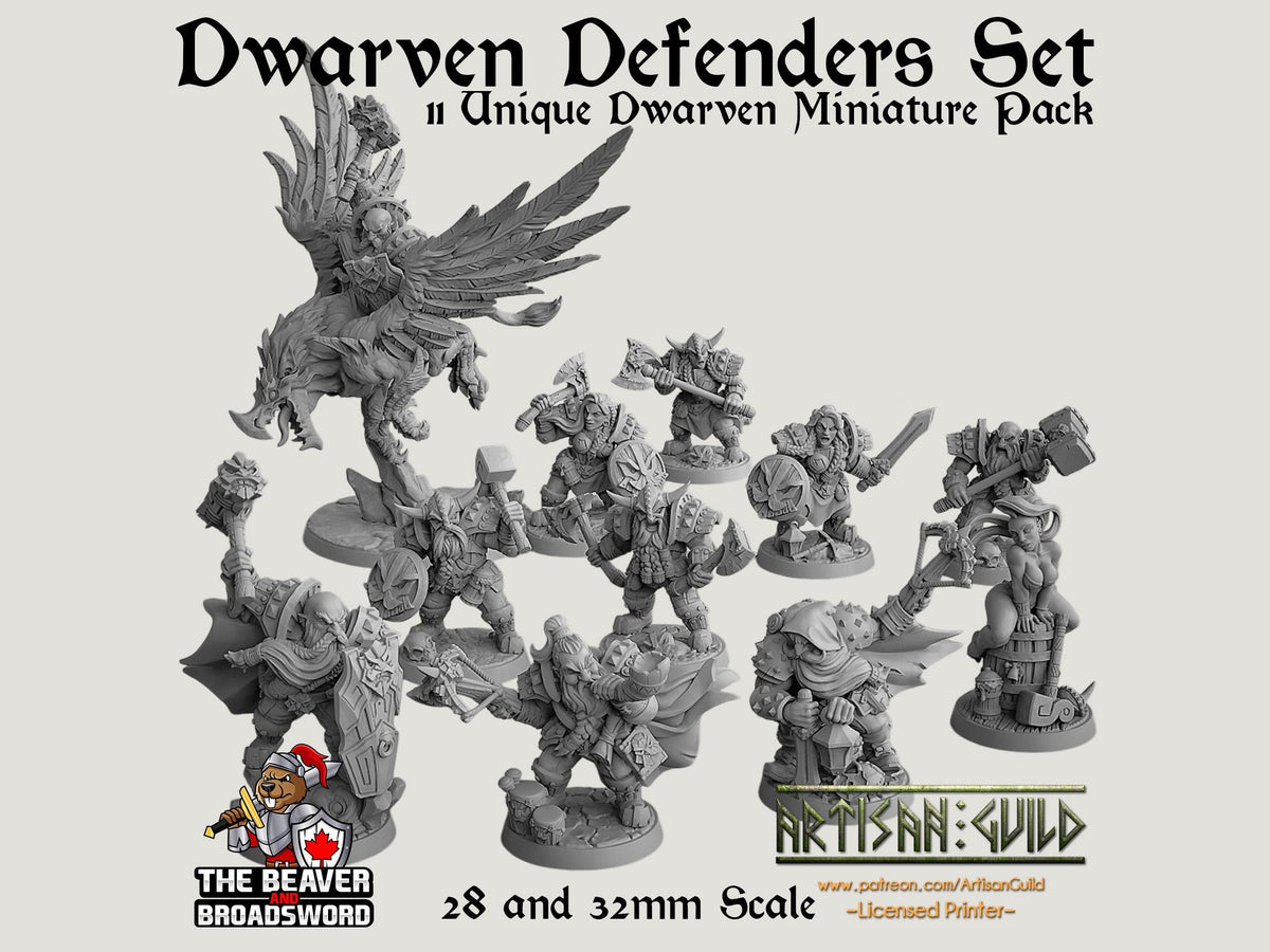 Dwarven Defenders 11 mini set - Artisan Guild | DnD | Fighter | Barbarian | Dwarf | Cleric | Paladin | Pathfinder, TTRPG, Wargaming-1