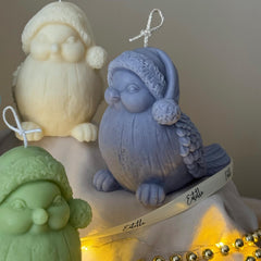 Hand Poured Christmas Bird Soy Candle: Holiday Decor Gift-2