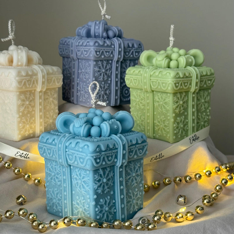 Hand Poured Soy Christmas Gift Box Candle | Festive Decor-2