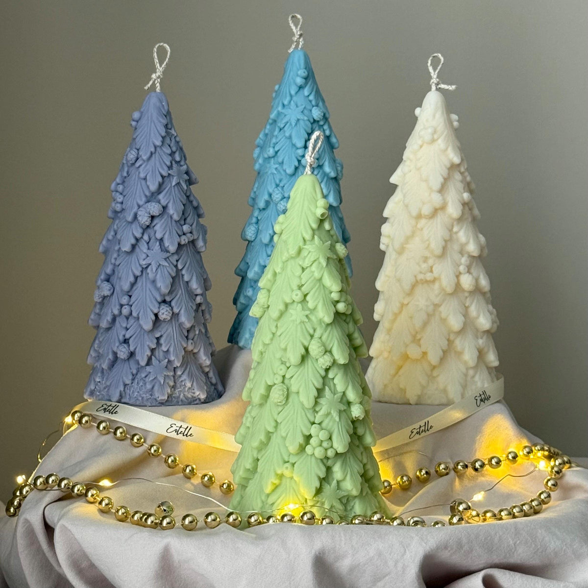 Large Christmas Tree Candle: Hand Poured Soy Wax Festive Decor