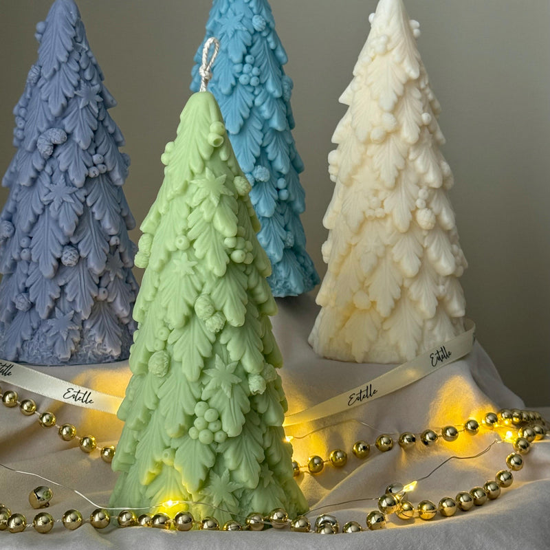 Large Christmas Tree Candle: Hand Poured Soy Wax Festive Decor-3