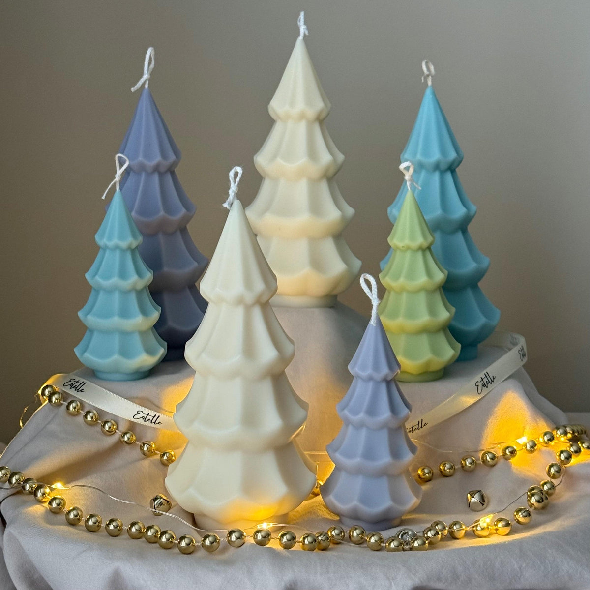 Handmade Ribbed Christmas Tree Candle: Soy Wax Holiday Decor-1