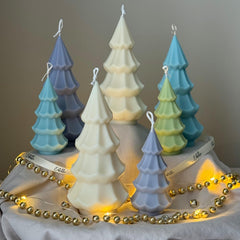 Handmade Ribbed Christmas Tree Candle: Soy Wax Holiday Decor-1