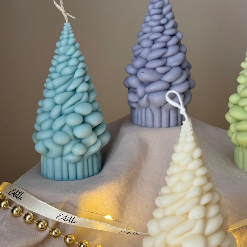Handmade Snow Christmas Tree Soy Candle: Holiday Decor Gift-3