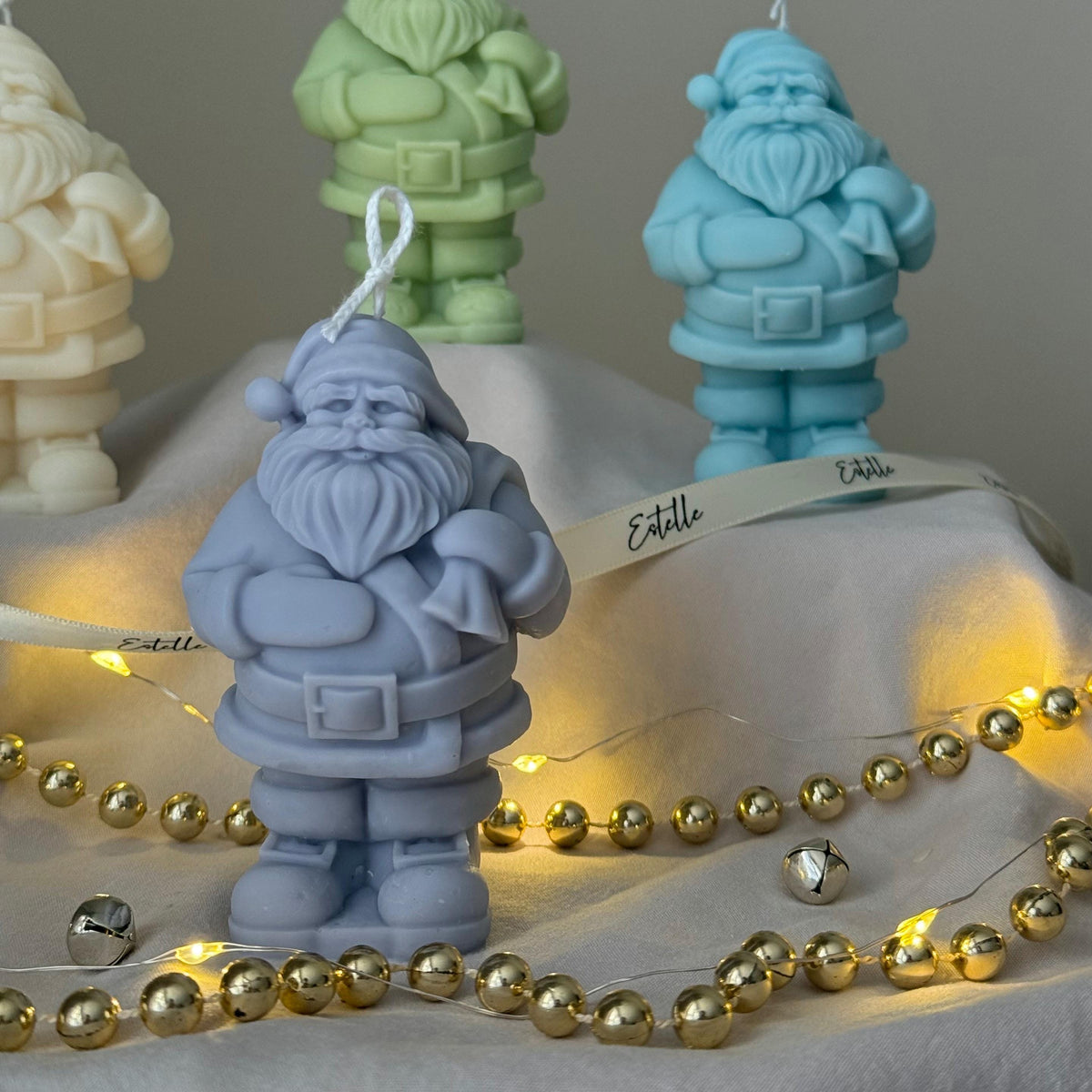 Hand Poured Santa Soy Candle: Christmas Decor Gift-4