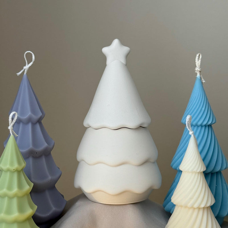 Christmas Tree Jar Soy Candle: Handmade Jesmonite Decor-3