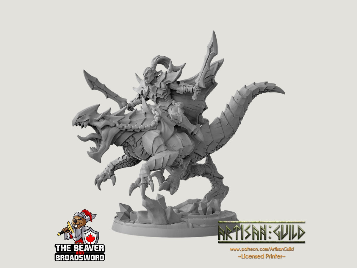 Mounted Khaladas Soulsplitter  DnD mini - Dungeons and Dragons | Male | Fighter | Rogue | Elf Drow DnD 5e Fantasy Pathfinder 2e 5e Tabletop