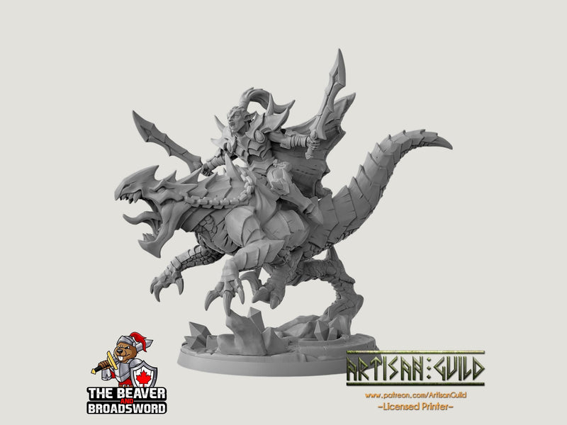 Mounted Khaladas Soulsplitter  DnD mini - Dungeons and Dragons | Male | Fighter | Rogue | Elf Drow DnD 5e Fantasy Pathfinder 2e 5e Tabletop-1