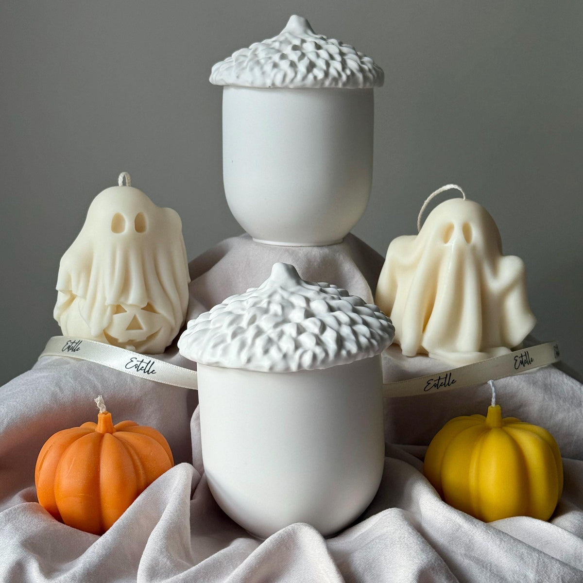 Acorn Jar Soy Wax Candle: Handmade Jesmonite Vessel, Autumn Scent-1