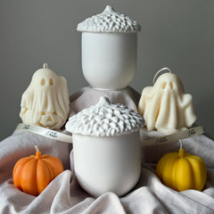 Acorn Jar Soy Wax Candle: Handmade Jesmonite Vessel, Autumn Scent-1