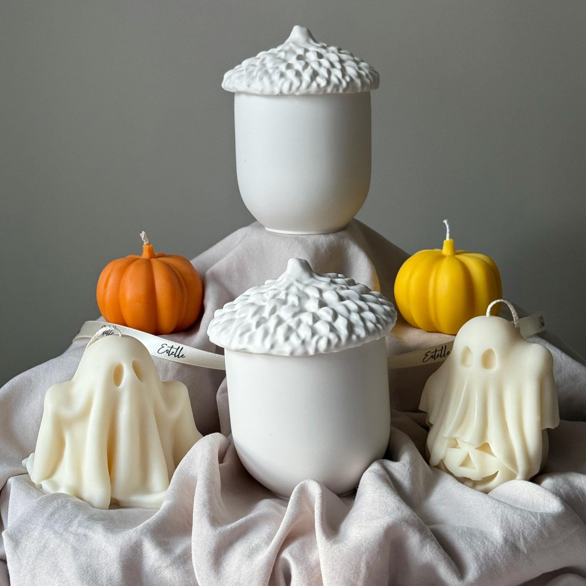 Acorn Jar Soy Wax Candle: Handmade Jesmonite Vessel, Autumn Scent-3