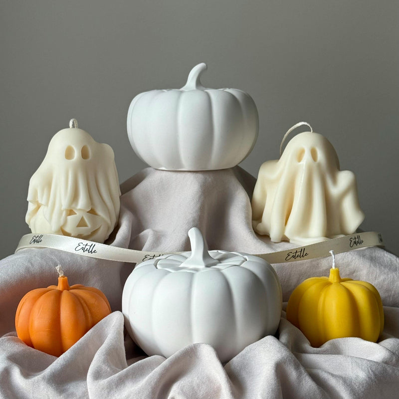 Pumpkin Jar Soy Wax Candle: Handmade Jesmonite Autumn Decor-1
