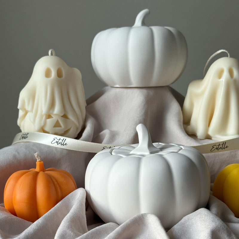 Pumpkin Jar Soy Wax Candle: Handmade Jesmonite Autumn Decor-4