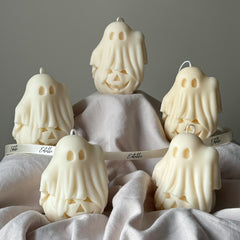 Handmade Halloween Ghost Candle: Soy Wax Pumpkin Decor-3
