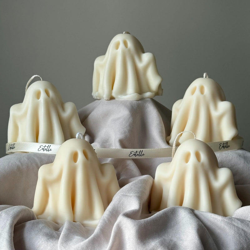 Handmade Halloween Ghost Candle: Sculptural Soy Wax Candle-1