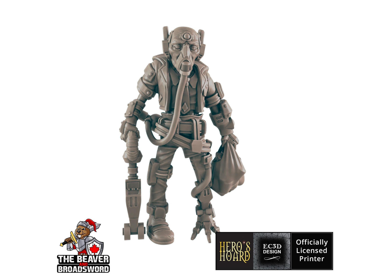 Sci-fi Amputee Traveler mini - EC3D | Legion | Cyberpunk | Starfinder | Futuristic | Cybernetic | Male | VR | Sci-Fi | 28mm | 32mm Infinity