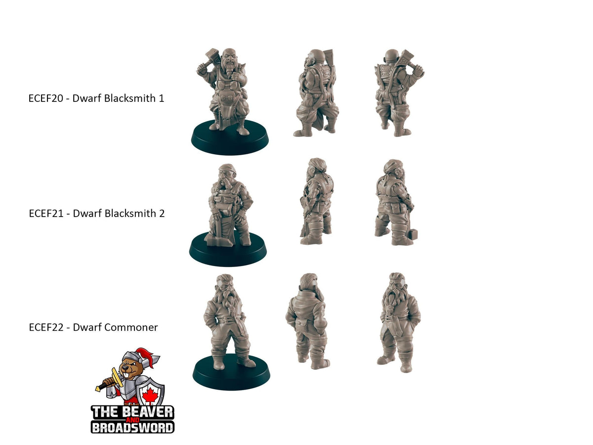 9 Dwarf Villager Miniature Pack - EC3D | DnD | Child | Villager | Merchant | Noble | 28mm | Pathfinder | commoner | Wargaming | Shopper-4