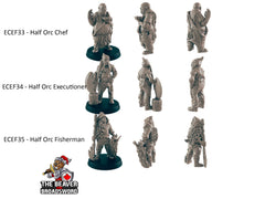 8 Half Orc Villager Miniature Pack - EC3D | DnD | Child | Villager | Bouncer | Chef | 28mm | Pathfinder | commoner | Wargaming | Beggar-3