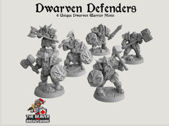 Dwarven Defenders 6 mini set - Artisan Guild | DnD | Fighter | Barbarian | Dwarf | Cleric | Paladin | Pathfinder, TTRPG, Wargaming-1