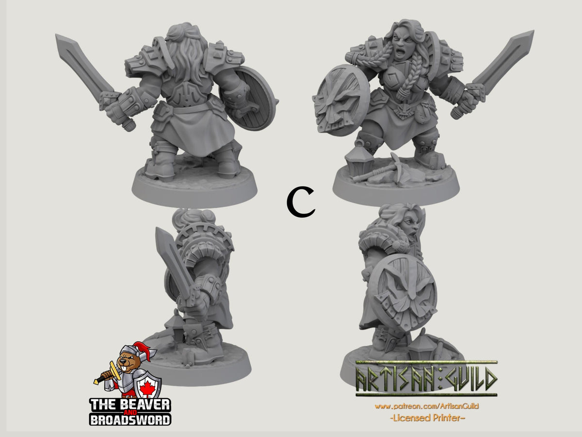 Dwarven Defenders 6 mini set - Artisan Guild | DnD | Fighter | Barbarian | Dwarf | Cleric | Paladin | Pathfinder, TTRPG, Wargaming-5
