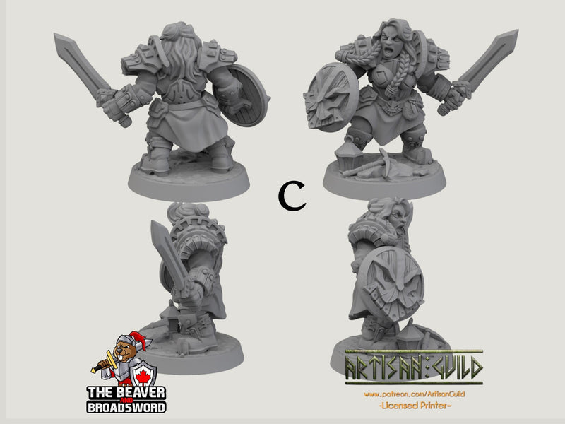 Dwarven Defenders 6 mini set - Artisan Guild | DnD | Fighter | Barbarian | Dwarf | Cleric | Paladin | Pathfinder, TTRPG, Wargaming-5