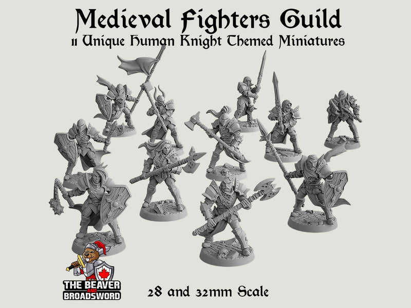 Fighter's Guild dnd mini set - Artisan Guild | Barbarian | Knight | Cleric | Paladin, Pathfinder, TTRPG, Wargaming, Warrior, Human, medieval-1