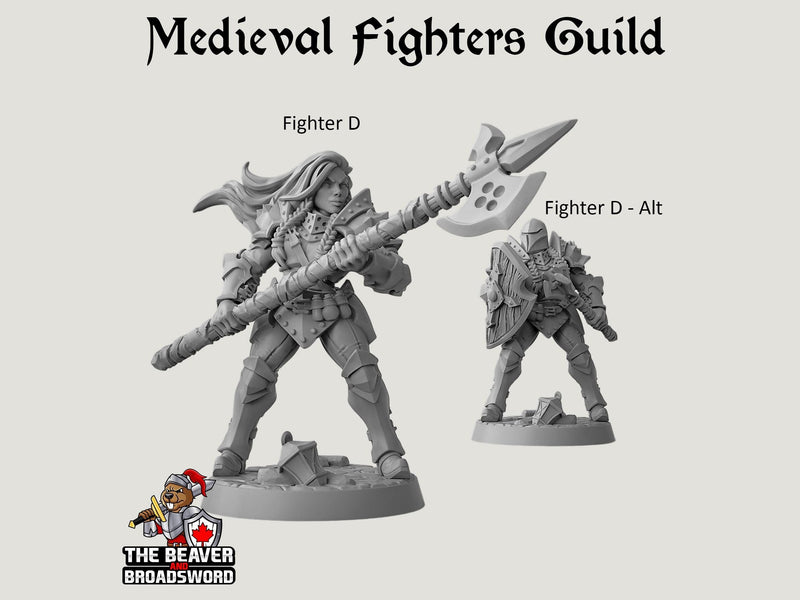 Fighter's Guild dnd mini set - Artisan Guild | Barbarian | Knight | Cleric | Paladin, Pathfinder, TTRPG, Wargaming, Warrior, Human, medieval-6