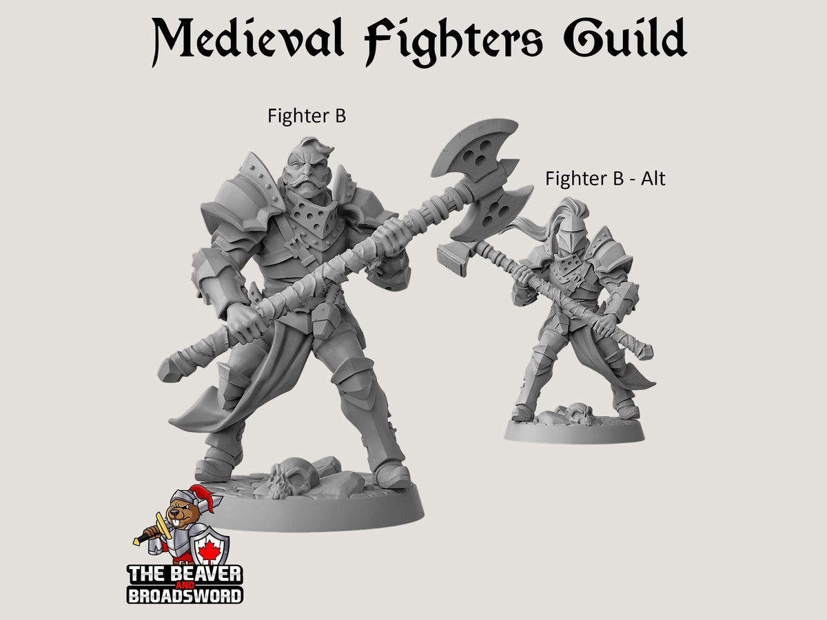 Fighter's Guild dnd mini set - Artisan Guild | Barbarian | Knight | Cleric | Paladin, Pathfinder, TTRPG, Wargaming, Warrior, Human, medieval-4