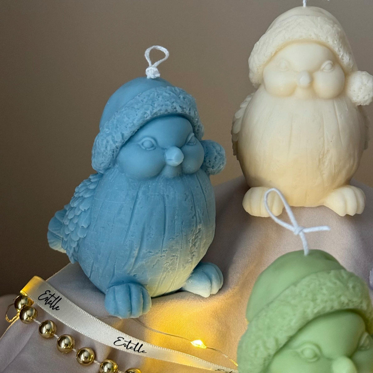 Hand Poured Christmas Bird Soy Candle: Holiday Decor Gift-3