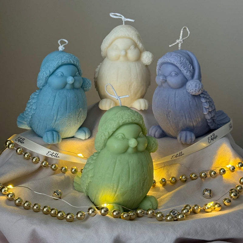 Hand Poured Christmas Bird Soy Candle: Holiday Decor Gift-4