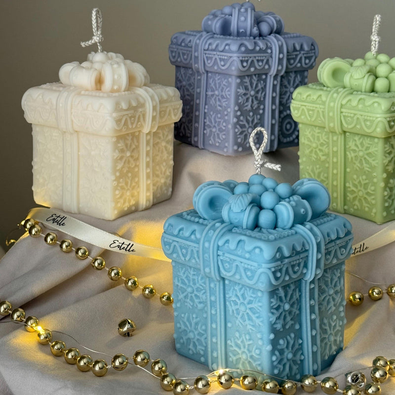 Hand Poured Soy Christmas Gift Box Candle | Festive Decor-3