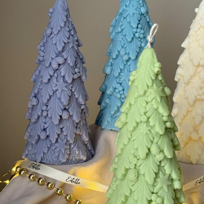 Large Christmas Tree Candle: Hand Poured Soy Wax Festive Decor-4