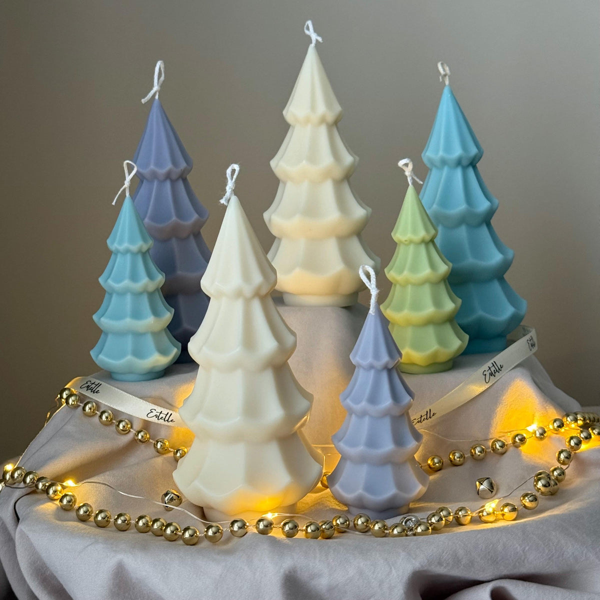 Handmade Ribbed Christmas Tree Candle: Soy Wax Holiday Decor-2