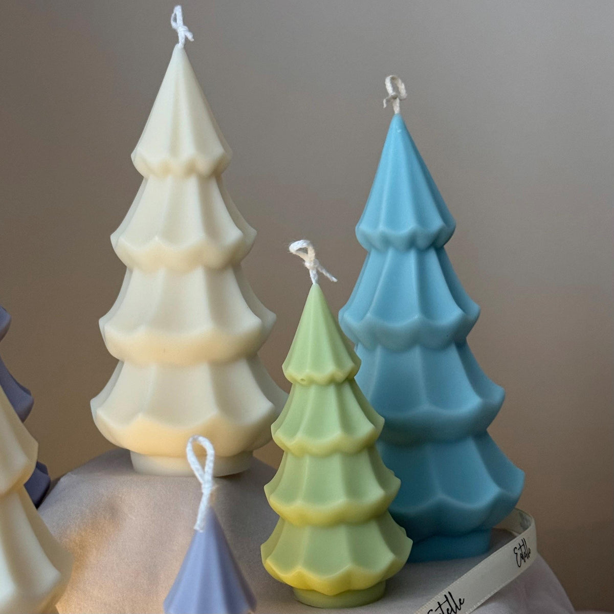 Handmade Ribbed Christmas Tree Candle: Soy Wax Holiday Decor-3