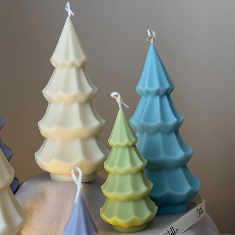 Handmade Ribbed Christmas Tree Candle: Soy Wax Holiday Decor-3
