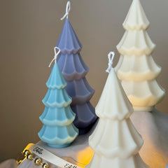 Handmade Ribbed Christmas Tree Candle: Soy Wax Holiday Decor-4