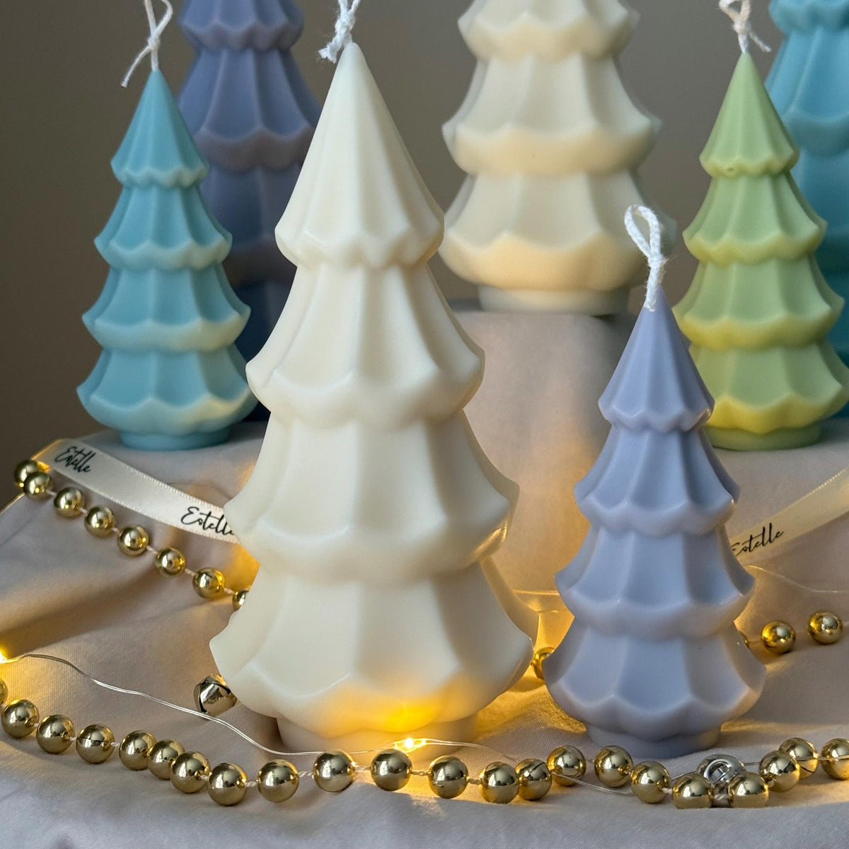 Handmade Ribbed Christmas Tree Candle: Soy Wax Holiday Decor-5