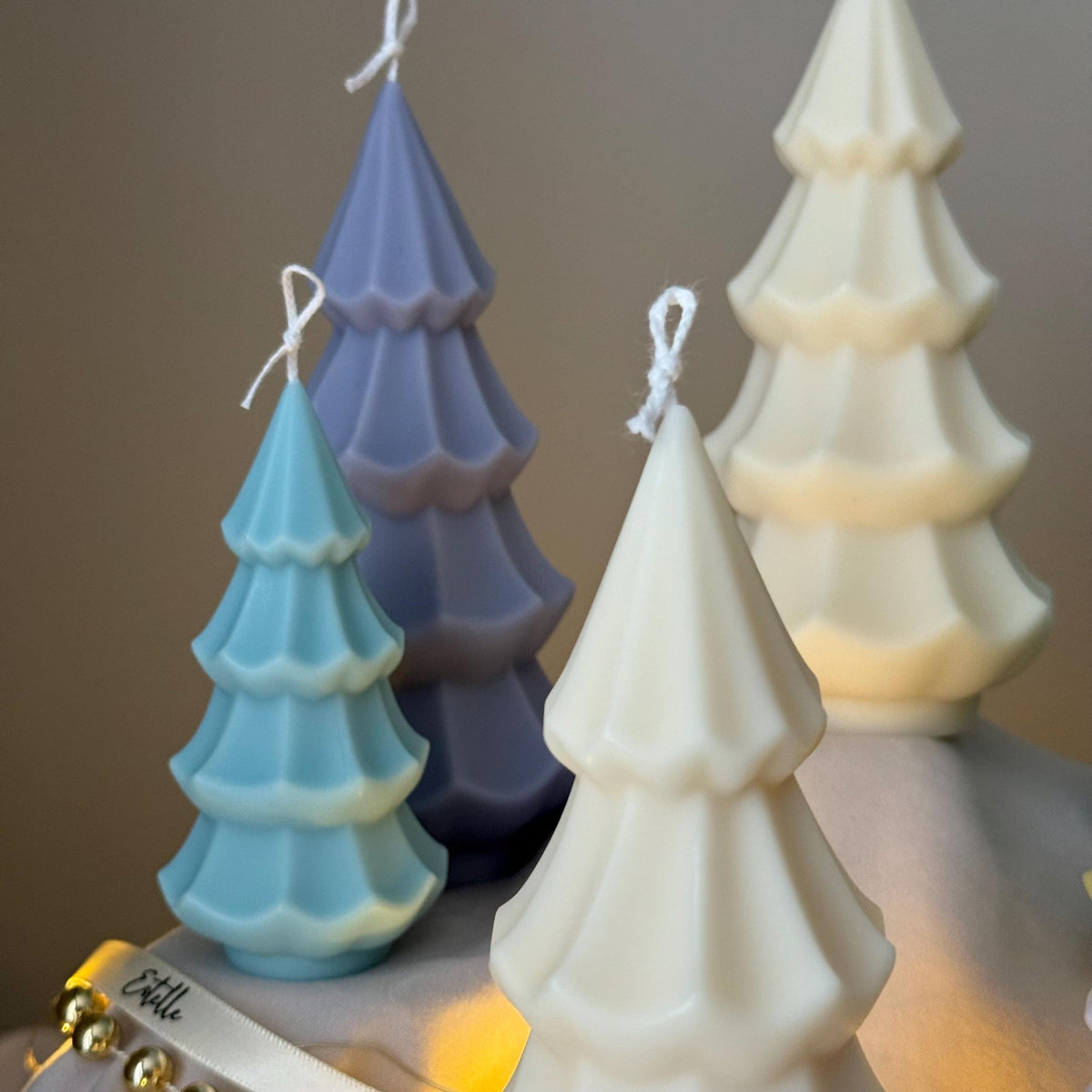 Handmade Ribbed Christmas Tree Candle: Soy Wax Holiday Decor-6