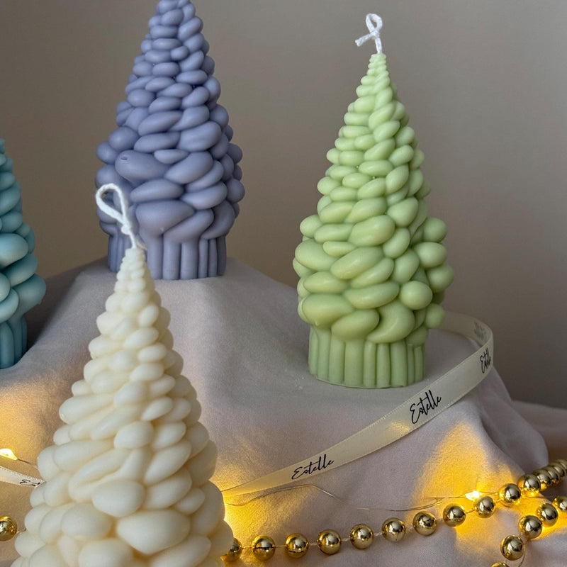 Handmade Snow Christmas Tree Soy Candle: Holiday Decor Gift-2