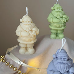 Hand Poured Santa Soy Candle: Christmas Decor Gift-3