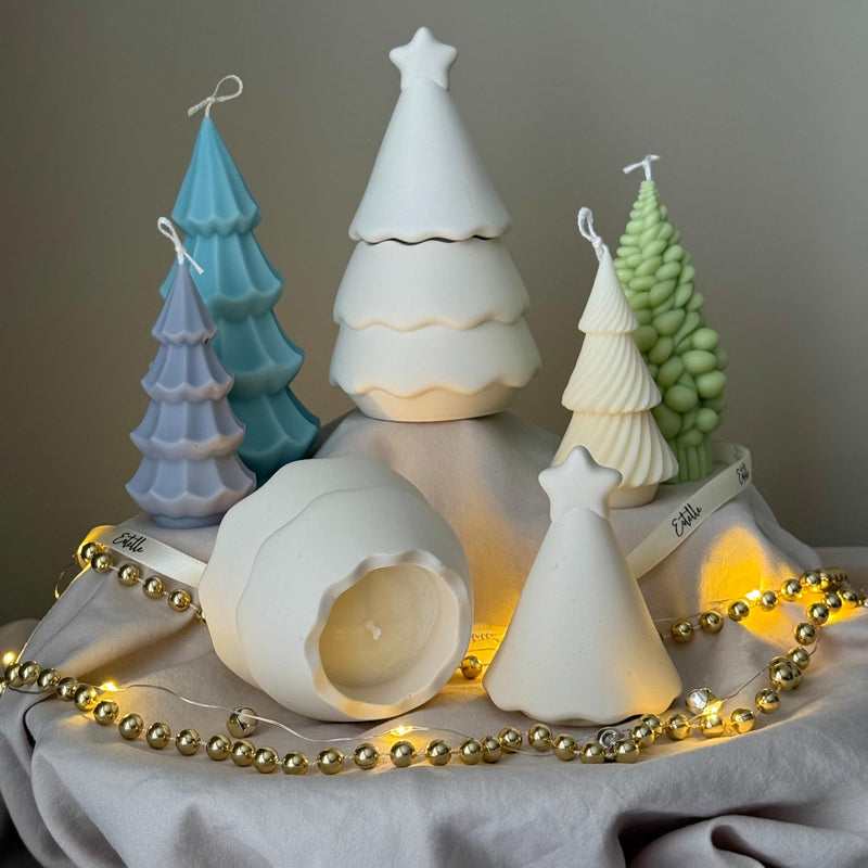 Christmas Tree Jar Soy Candle: Handmade Jesmonite Decor-1