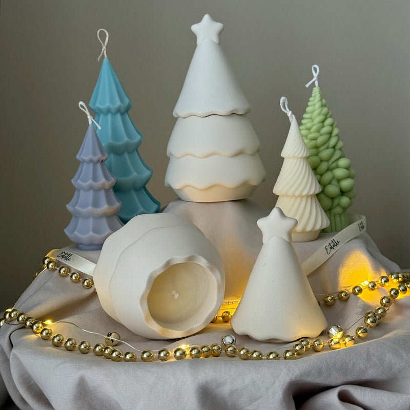 Christmas Tree Jar Soy Candle: Handmade Jesmonite Decor-5